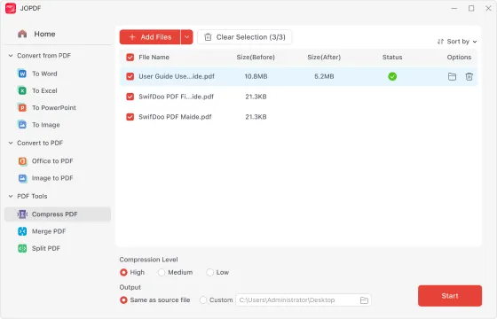Compress PDFs with JOPDF for Windows