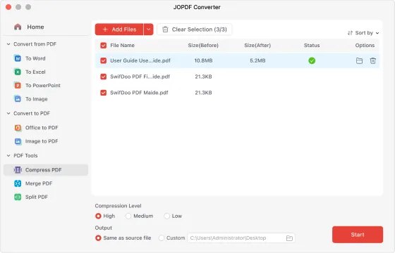 Compress PDFs with JOPDF for Mac