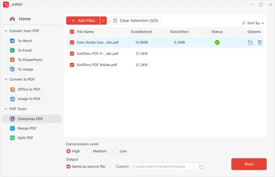 Compress PDF Files with JOPDF
