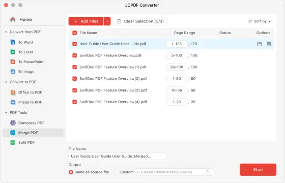 Merge & Split PDF with JOPDF for Mac